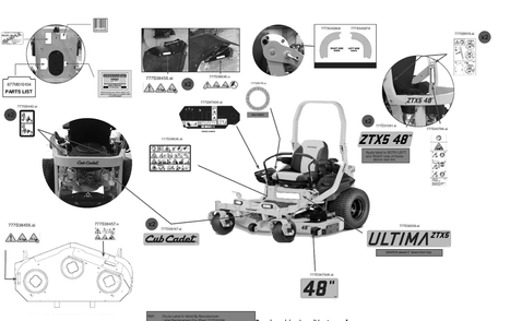 Label Map Diagram and Parts List for ZTX5-48KH (47RTAAA6010)(2023) Cub Cadet Lawn Tractor